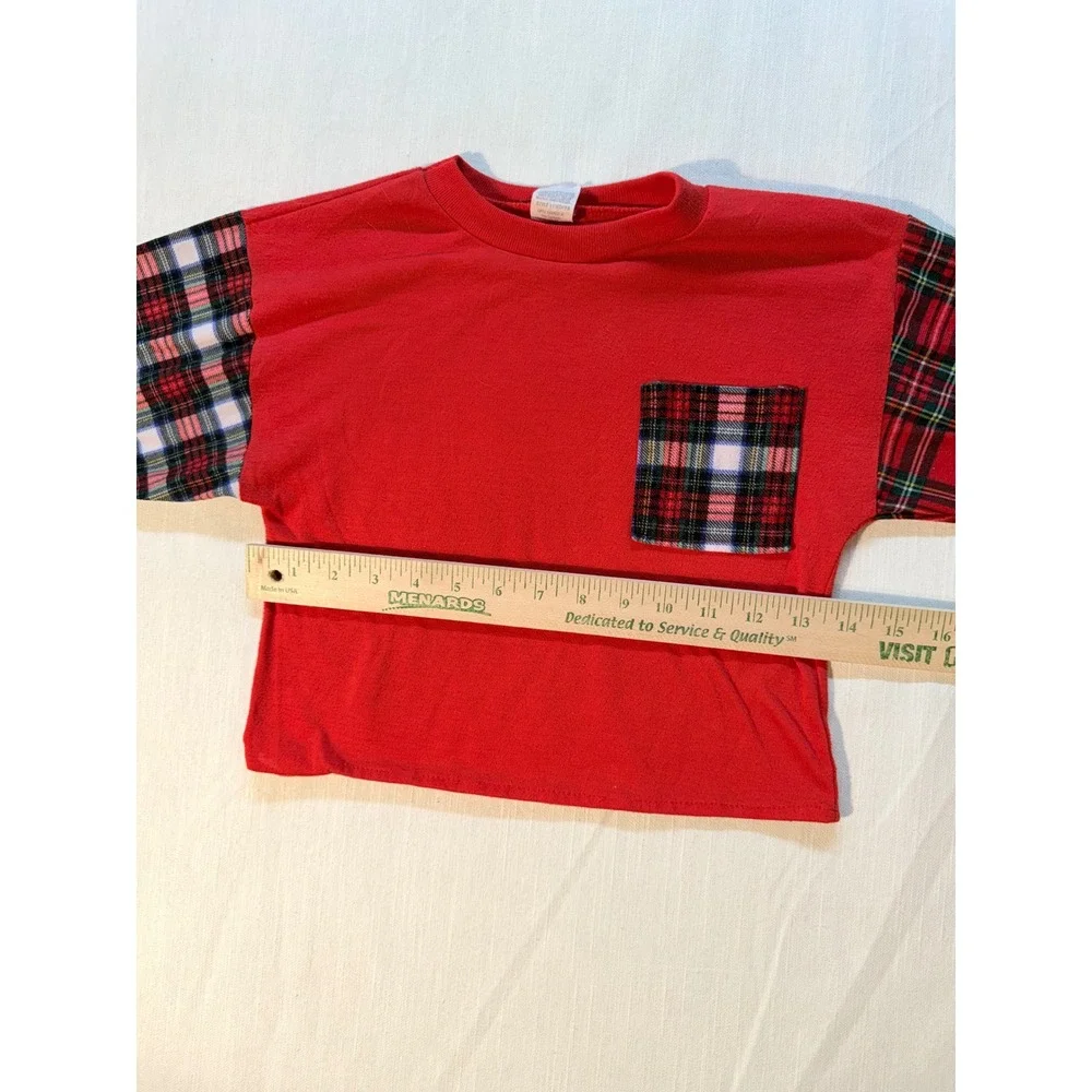 Vintage Kid Duds Kids Red‎ Plaid Pajama Set Size 6 Long Sleeve Shirt Shorts USA